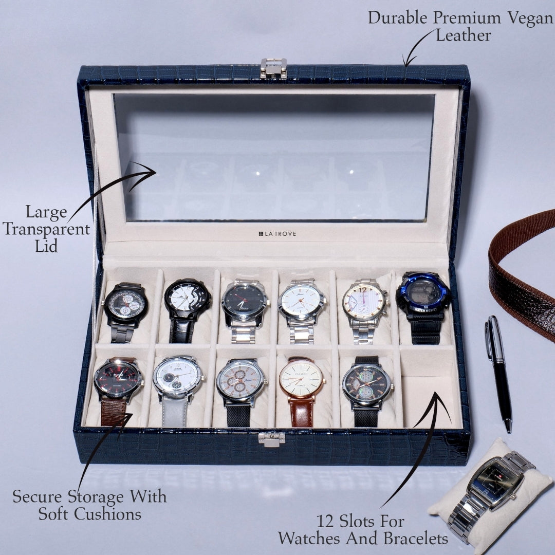 12 Slot Watch Box ( With Glass Top)